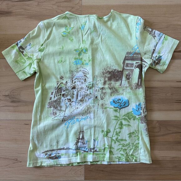 Olsen Europe Euro Summer Sequined French Top Tee Paris Made in Greece 6/Medium - Picture 4 of 4